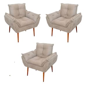 Kit 03 Poltronas Opala Confortável Sala, Quarto Cor:bege