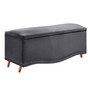 Calçadeira Sapateira Baú Holanda 140cm De Largura Veludo Star Confort Cinza Chumbo