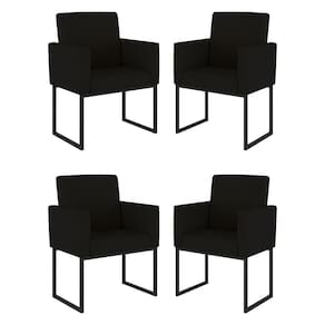 Kit 04 Cadeiras Poltrona Decorativa Para Sala Quarto Preto Cor: Preto