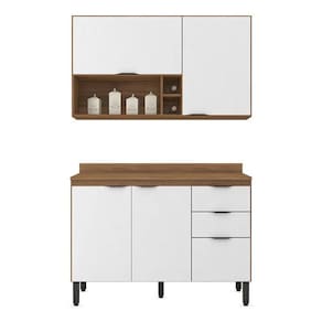 Cozinha Modulada Composição 12 Firenze 2 Peças Amêndola Branco - Demóbile Amêndola Branco