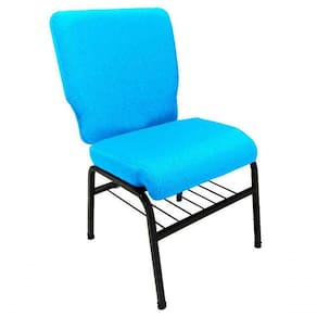 01 Cadeira Para Igrejas C/ Porta Biblía E Porta Cálice Azul