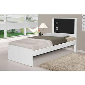 Cama Barcelona Para Quarto Solteiro Color Branco-preto