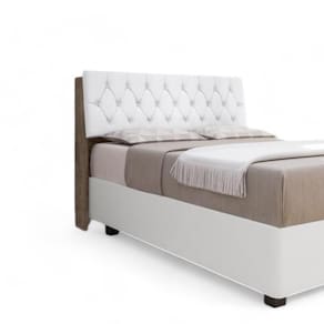 Cabeceira Estofada ísis Queen Chocolate Com Capitonê Branco
