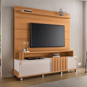 Home Painel Decorativo Bolt Tv Até 65 Pol Portas Deslizantes Pés Rodízio Cinamomo-off White G26