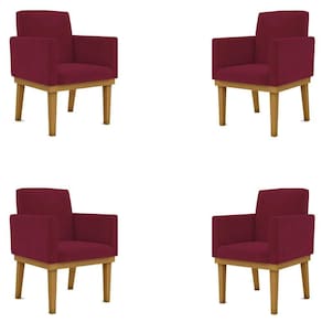 Kit 04 Poltronas Decorativa Reforçada Balaqui Decor Cor:marsala