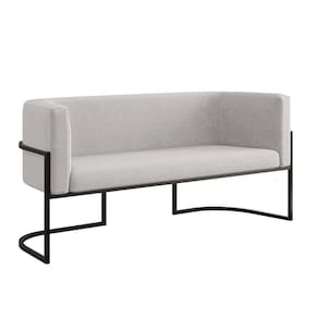 Sofá Namoradeira 2 Lugares Moderna Base Metal Black Balaqui Amarelo