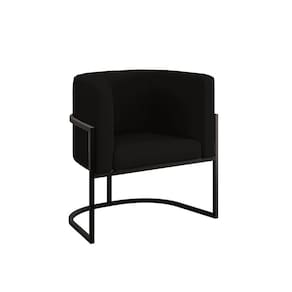 Poltrona Veludo Decorativa Lua Base De Ferro Black Preto