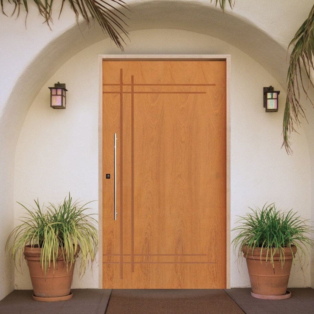 Porta Pivotante Belíssima Imbuia 9 Padrão Batente 14 Puxador Tubo 60cm 120 X 210 Esquerdo Natural