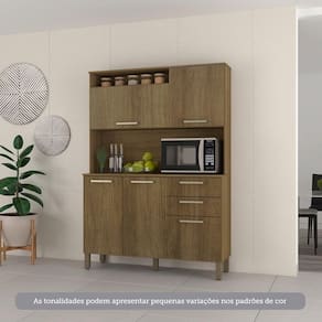 Cozinha Compacta 5 Portas E 2 Gavetas Com Tampo Luciane Móveis Carvalho Avelã