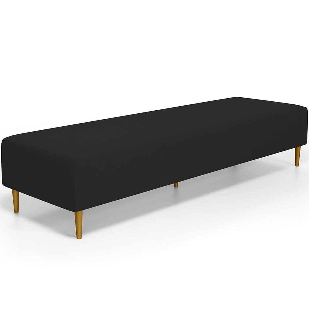 Puff Decorativo Sala de Estar Bali W01 Pés Palito 190x60cm Suede Preto - Lyam Decor