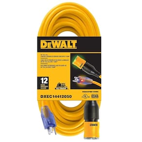 Cabo de extensão DEWALT 15m 12/3 SJTW Click-to-Lock Lighted