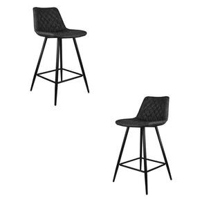 Kit 2 Banquetas Decorativas Magé Pu Matelassê C/apoio Para Os Pés Base Em Aço Cinza G56 - Gran Belo