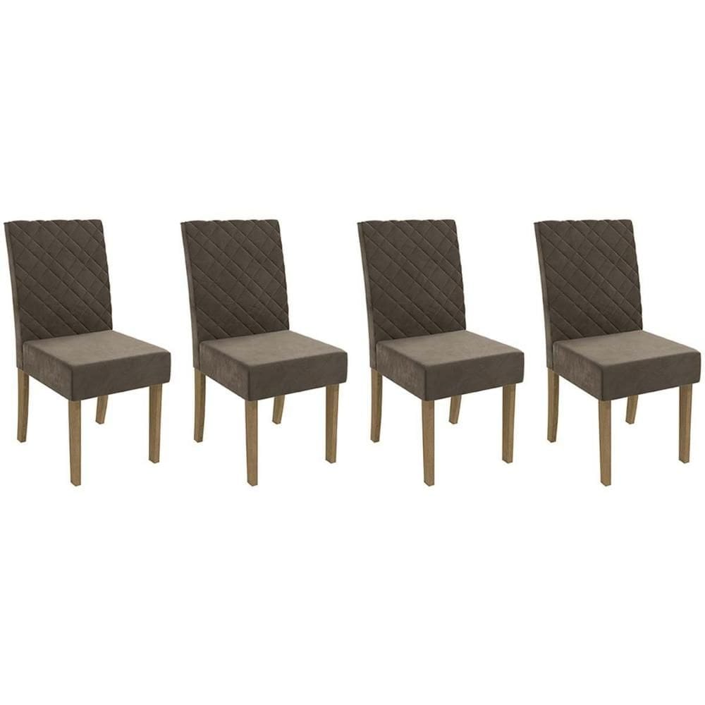 Cadeira Sala de Jantar 2CAD133FR Kit 4 Un Freijo/Suede Marrom A033 - Kappesberg