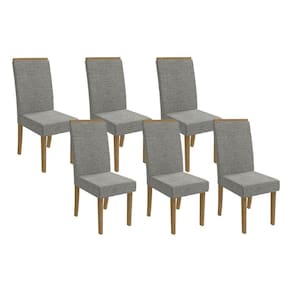 Cadeira Sala de Jantar 2CAD142FR Kit 6 Un Freijó /Linho Cinza Mesclado - Kappesberg