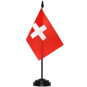 Conjunto de bandeiras de mesa Anley Switzerland Deluxe 15 x 10 cm com poste