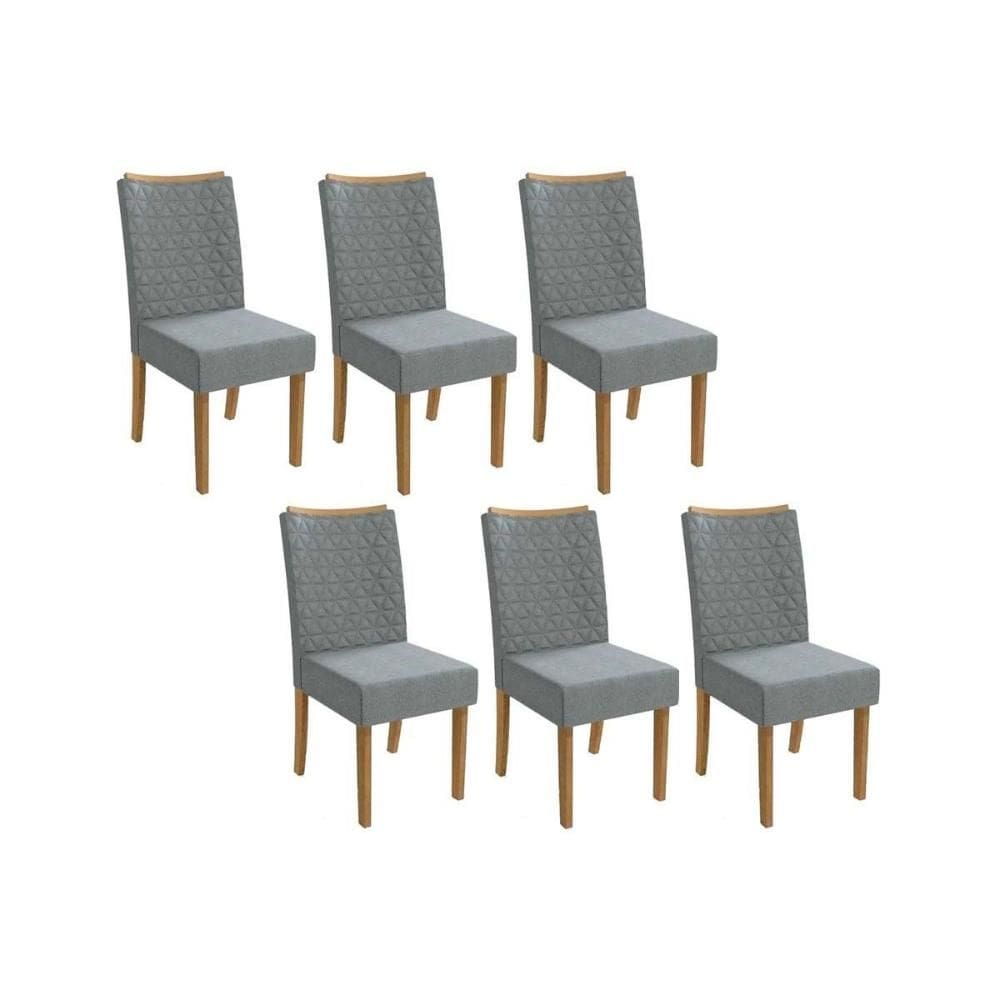 Cadeira Sala de Jantar 2CAD129NG Kit 6 Un Nogueira/Linho Cinza A056 - Kappesberg