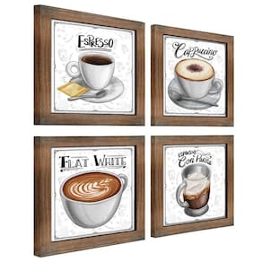 Quadro Decorativo Café Expresso Padaria Cozinha 12X12Cm 2 Título Moldura Ypê