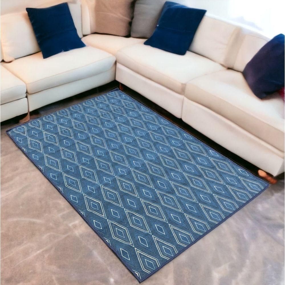 Tapete Sala Quarto Políester Base Antiderrapante 1,50x2,00 Azul Ikaris Hb-09