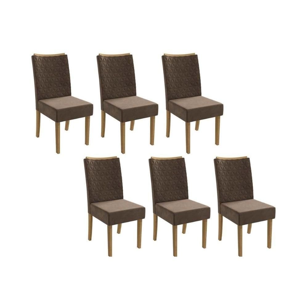 Cadeira Sala de Jantar 2CAD129FR Kit 6 Un Freijo/Suede Marrom A033 - Kappesberg