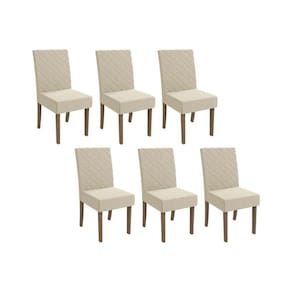 Cadeira Sala de Jantar 2CAD133NG Kit 6 Un Nogueira/Linho Bege A019 - Kappesberg