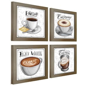 Quadro Decorativo Café Expresso Padaria Cozinha 12X12Cm 2 Título Moldura Madeira