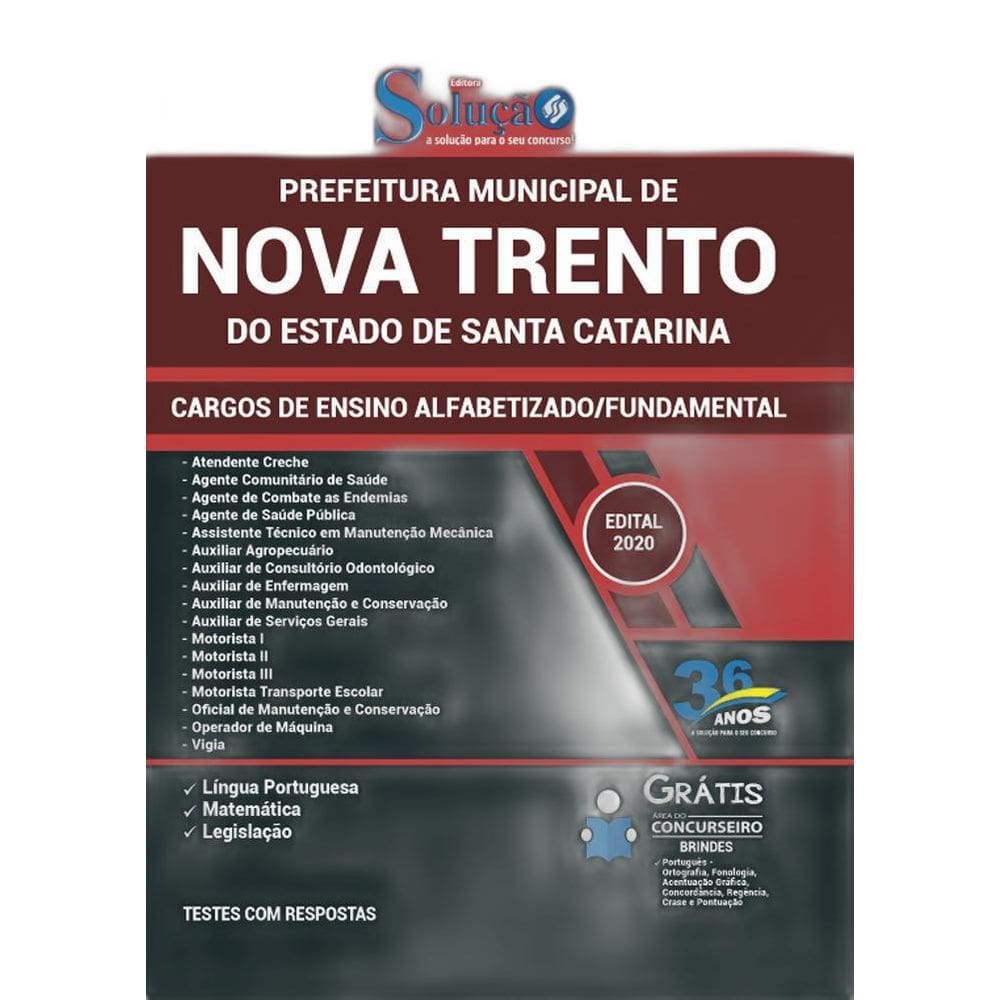 Apostila Prefeitura Nova Trento Sc - Ensino Alfabetizado