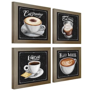 Quadro Decorativo Café Expresso Padaria 20X20Cm 4 Un Madeira