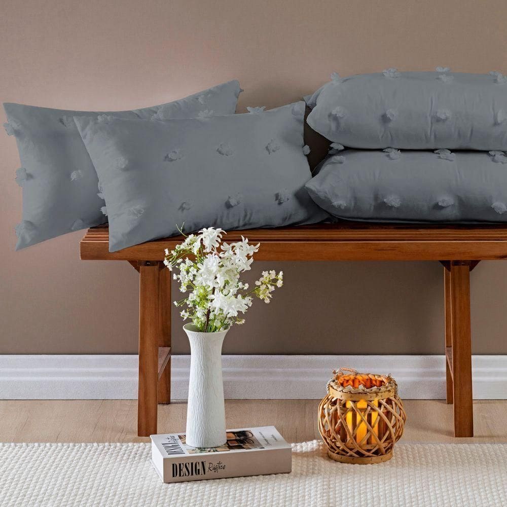 Almofadas Cheias Poppy 60cm X 30cm 04 Peças - Cinza