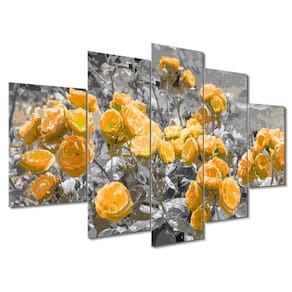 Kit 5 Placa Quadro Flores Vermelha Titulos Rosas Amarelas