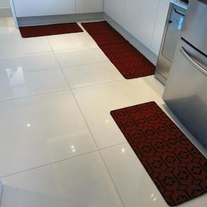 Kit Jogo De Cozinha Carpete Geométrico Elegante 3pçs Vinho