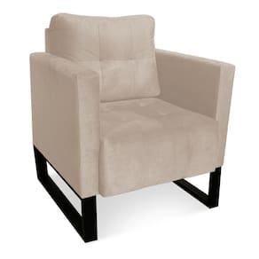 Poltrona Livia Suede Base Industrial Preto - D\`rossi Cor Bege