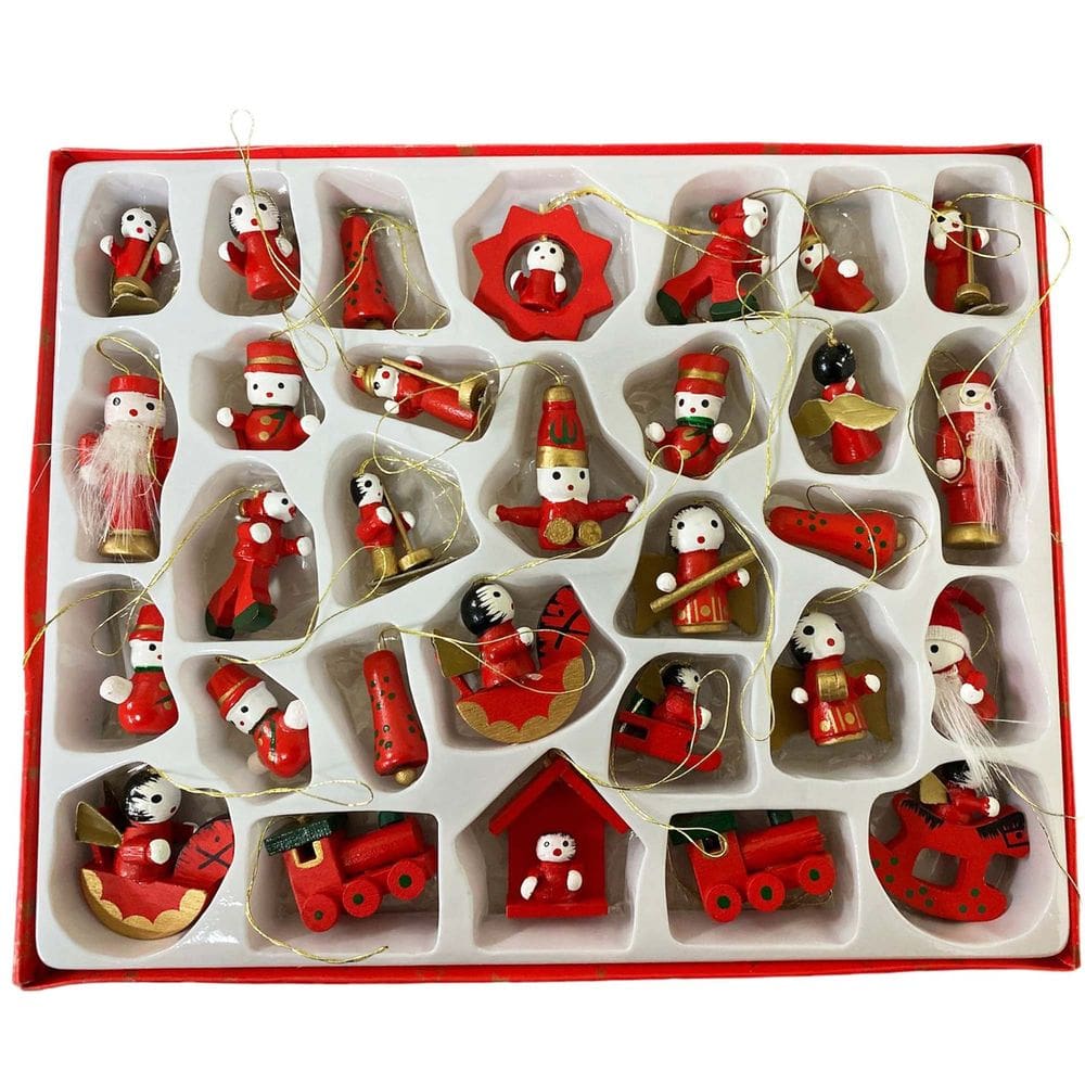 Enfeites  Arvore de Natal Madeira Bonecos 30 peças Decoração Natalino Sala Casa Ornamentação Festas Fim de Ano
