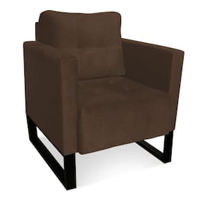 Poltrona Livia Suede Base Industrial Preto - D\`rossi Cor Marrom