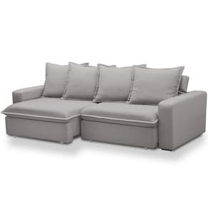 Sofá Retrátil Reclinável Living 235cm Vêneto F04 Veludo Cinza