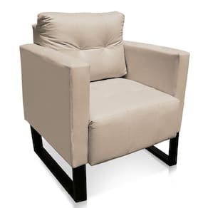 Poltrona Livia Corino Base Industrial Preto - D\`rossi Cor Bege