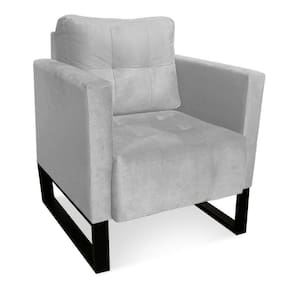 Poltrona Livia Suede Base Industrial Preto - D\`rossi Cor Cinza