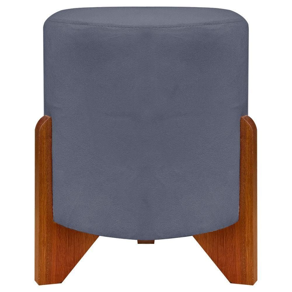 Puff Redondo Eloah Suede Cores Pe Castanho - Cinza, Suede
