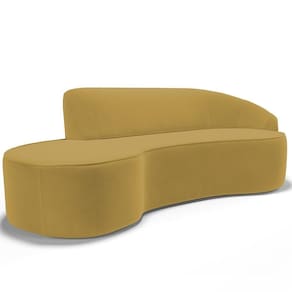 Sofá 3 Lugares Curvo Living Firenze Direito D02 Veludo Mostarda 180cm C-279 - Lyam