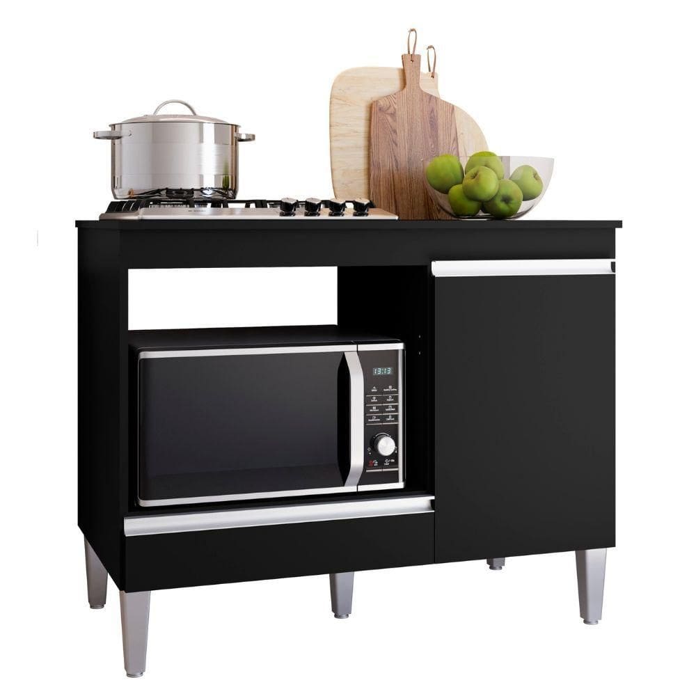 Balcão Para Cooktop Carla 1 Porta Preto Ajl