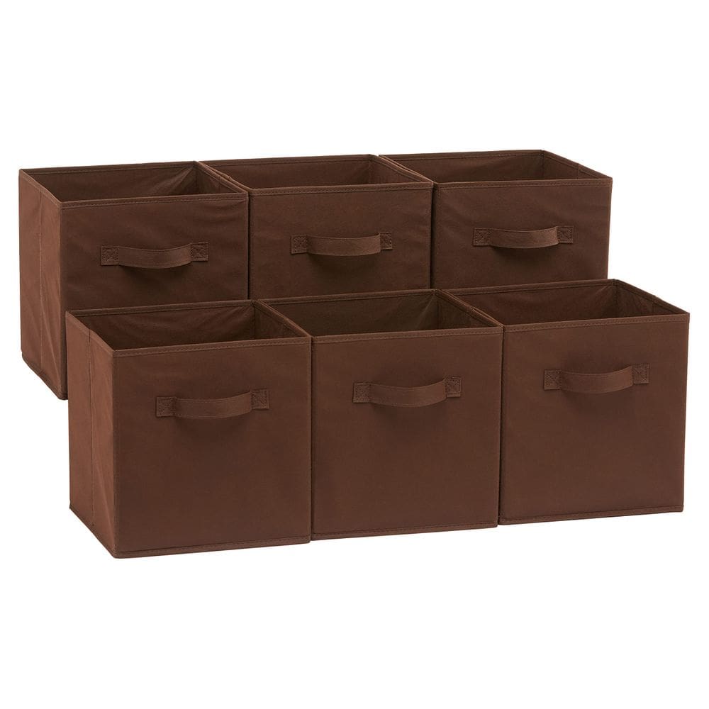 Organizador de cubos de armazenamento Amazon Basics Brown, pacote com 6