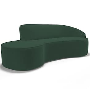 Sofá 3 Lugares Curvo Living Firenze Direito D02 Veludo Verde Musgo 210cm C-303 - Lyam