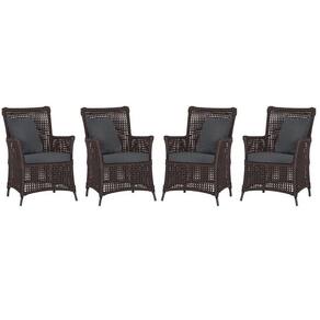 4 Poltronas Igapó Alumínio Pintura Preta Corda Náutica E11 Marrom