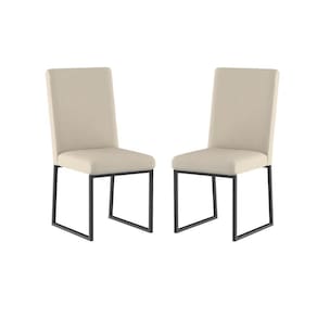 Kit 2 Cadeiras Para Mesa De Jantar Base Industrial Preto Balaqui Bege