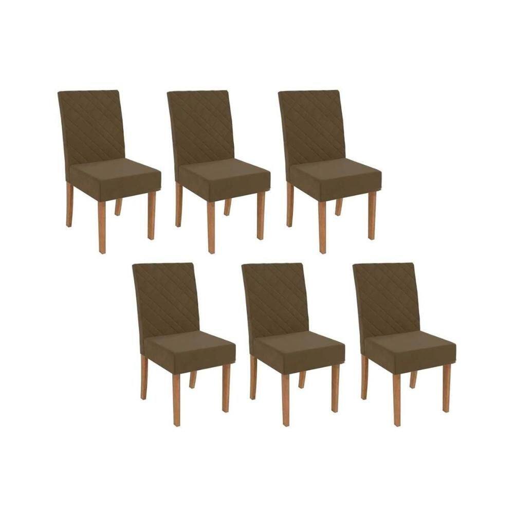 Cadeira Sala de Jantar 2CAD133NG Kit 6 Un Nogueira/Suede Marrom A033 - Kappesberg