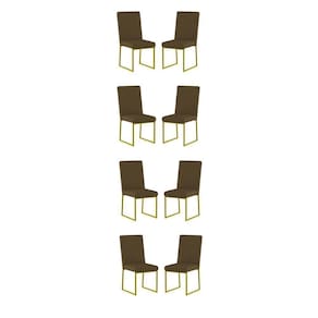Kit 8 Cadeiras Estofadas Base De Ferro Para Mesa De Jantar Marrom