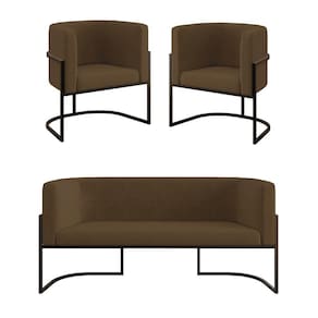 Kit Sofá 2 Lugares + 2 Poltronas Para Recepção Balaqui Marrom