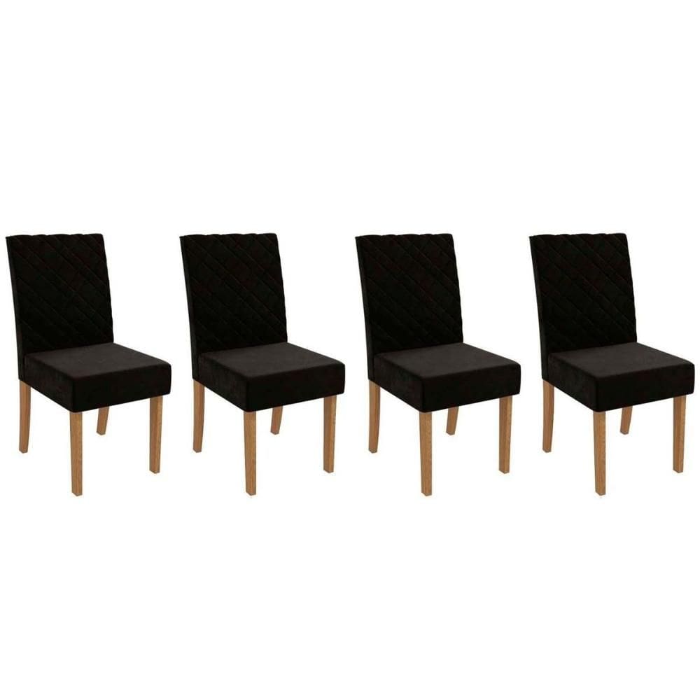 Cadeira Sala de Jantar 2CAD133NG Kit 4 Un Nogueira/Suede Preto A038 - Kappesberg