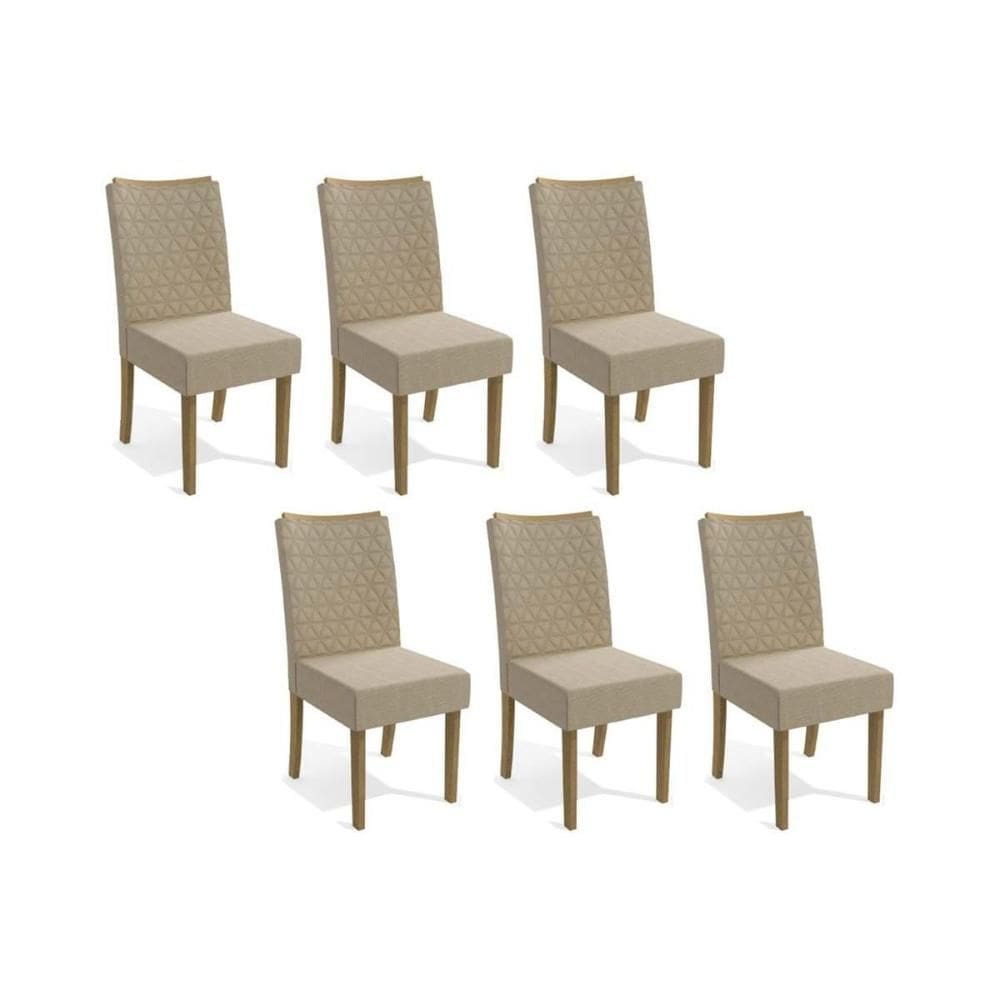Cadeira Sala de Jantar 2CAD129FR Kit 6 Un Freijó/Linho Bege A019 - Kappesberg