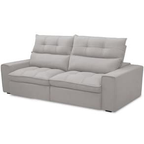 Sofá Retrátil Reclinável Para Sala De Estar Living 210cm Dimas F04 Veludo Cinza