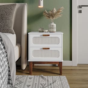 Mesa De Cabeceira Santorini 2 Gavetas 45 Cm Branco